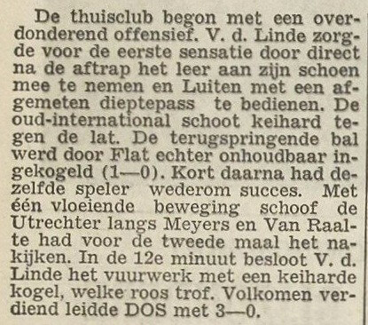 Een krantenartikel met beschrijving van de goal van Flad (hier nog Flat genoemd).