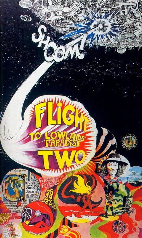 Poster van de tweede Flight in 1968 getekend door Arne Zuidhoek