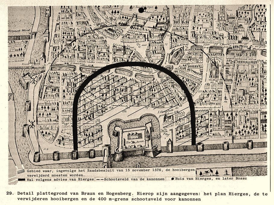 Een nooit uitgevoerd plan van stadhouder Hierges. Uit Vredenburg gekraakt, Beleg en Afbraak van een Dwangburcht (1566-1577. foto: HUA  