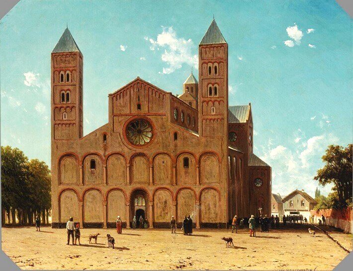 De Mariakerk volgens een fantasie-reconstructie uit ca 1861 van Jan Weissenbruch (1822 – 1880). Coll. Museum Boijmans-van Beuningen. 